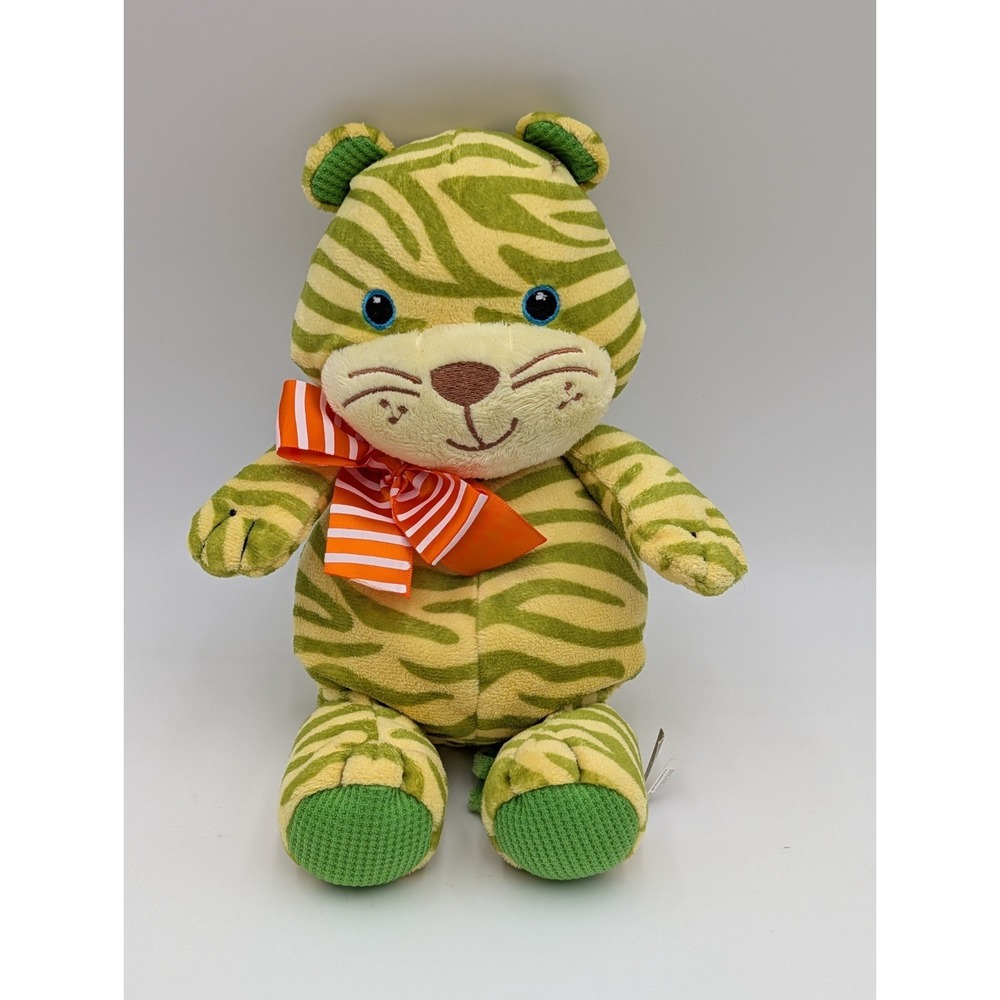First Main Tiger Cat Plush Baby Bright Green 9 Inch 2014 Stuffed‎ Animal Toy